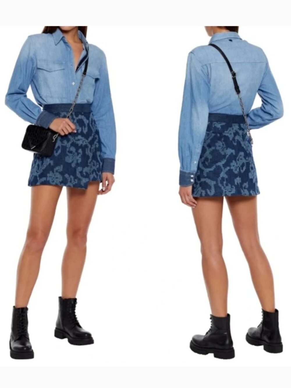 Rag & Bone Denim Marina Floral Mini Wrap Skirt - Size 00